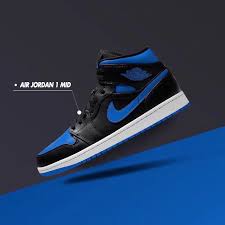 Air Jordan 1 Mid Blue Black And White Google In 2020 Air Jordans Jordan 1 Mid Jordan 1