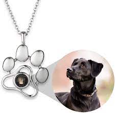 Personalized pet photo necklace reviews. Zlhzw Pet Memorial Necklace Gifts Custom Projection Picture Personalized Engraved Photo Pendant Sympathy Gift For Pet Lover Silver Paw Print In Memory Of Dog Or Cat A Keepsake For Pet Loss Pet Supplies Amazon Com