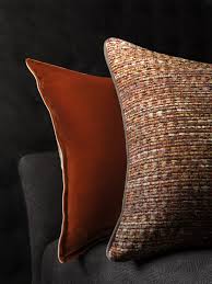Silk Velvet Burnt Orange Cushion And Persia Cushion In Pomegranate The Tweed Is Woven On Handlooms In Ribbon In 2020 Orange Pillows Decorative Pillows Orange Cushions