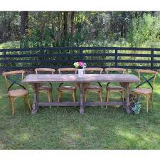For a modern minimalist look, try the floating farmhouse nightstand in espresso or gray wash. Country Farm Dining Set With Six Chairs And Wood Trestle Table The Kings Bay