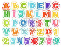 Educational toy, fridge stickers, gift set for children: Cartoon Alphabet Letters Fonts Symbols And Numbers Vector Colored Fototapete Fototapeten Element Kunstwerk Vintage Myloview De