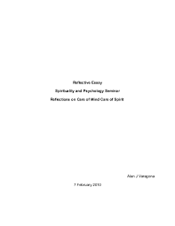 Sample reflection paper for spiritual direction training. Doc Reflective Essay Spirituality And Psychology Seminar Reflections On Care Of Mind Care Of Spirit Alan Varagona Academia Edu