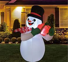 It comes with everything needed for easy outdoor setup. Amazon Com Goosh 6 Ft Height Christmas Inflatables Outdoor Snowman With Gift Box Blow Up Yard Decoration Clearance With Led Lights Built In For Holiday Christmas Party Yard Garden Patio Lawn Garden