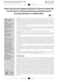 Education degrees, courses structure, learning courses. Pdf Exploring The Perceptions Of Grade 5 Learners About The Use Of Videos And Powerpoint Presentations When Learning Fractions In Mathematics