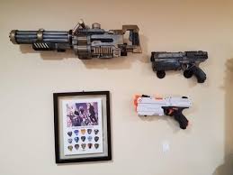 I looked into using peg board or wood to make a rack but decided to go with pvc instead.so, after a lot of weeks measuring & laying things out in my mind, i went and bought some 1 pvc & t. Cosplay Prop Toy Nerf Wall Holders Etsy