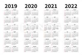 Calendar 2019 2020 2021 And 2022 Year Vector Design Template Simple Stock Illustration Ad Design Template Marketing Calendar Template Calendar Printables