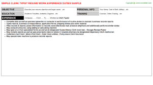 clerk typist cv resume sample