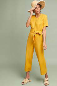Hermosa Waisted Jumpsuit Amarillo Estilo Azafran