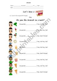 Once the milk chocolate shell sets, you can fill it. Do You Like Broccoli Ice Cream Esl Worksheet By Veram