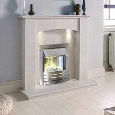 Electric fire with flame effect. White Marble Stone Curved Surround Electric Fireplace Suite Brushed Silver Electric Fire Peb White Fireplace Surround Fireplace Suites White Electric Fireplace