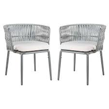 Safavieh Kiyan Rope Patio Chairs In Grey Set Of 2 Bed Bath Beyond In 2020 Side Chairs Dining Outdoor Dining Chairs Patio Chairs