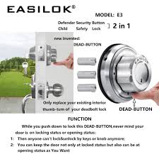 When we turn with either the key (outside) or the lever (inside), the knob/key moves the full motion, but the deadbolt only moves about 1/2 an inch. Either Keep Front Door Lock Locking Status As Well Opening Status As You Want By Dead Button On Deadbolt Lock With Defender Security Button Combine Child Safety Lock Prevent Unauthorized Entry Or Out