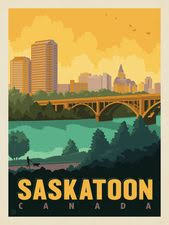 Canada Saskatoon Skyline Anderson Design Group Anderson Design Group Canada Travel Vintage Poster Design