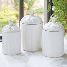 Bird White Ceramic Kitchen Canister Set Ceramic Kitchen Canisters Ceramic Kitchen Canister Sets White Kitchen Canisters
