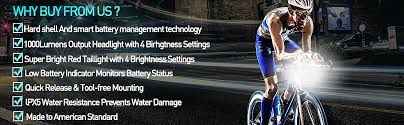 Amazon Com Yosky Usb Rechargeable Bike Light Set 1000 Lumens Smart Led Bicycle Headlight Free Tail Light Super Bright Bike Light Front And Rear 4 Light Mode Safety Commuter