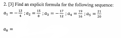 A lesson on the basics of arithmetic sequences: Find An Explicit Formula For The Following Sequence Chegg Com
