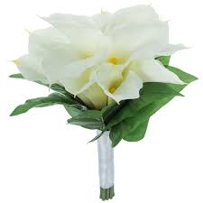 Bridesmaids in yellow dresses for wedding at mystical rose gardens. White True Touch Calla Lily Bouquet Hobby Lobby 300954