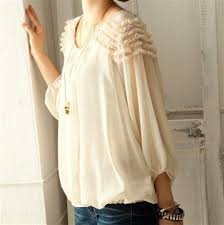 7 78 Fashion Polka Pattern Middle Ruffle Sleeves Sheer Chiffon Blouse For Women Giyim Stil Kiyafet