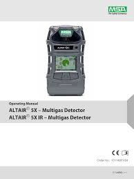 Gas detector with wirelessusb module (18 pages). Mult Gas Dector Portable Altair 5x Altair 5x Ir Operating Manual Gb Pdf Electromagnetic Interference Humidity