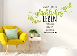 Wandtattoo 2 Farbig Regeln Für Ein Glückliches Leben W5450 Sprüche