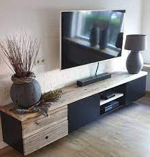 op maat en handgemaakt tv meubel mat zwart met massief eiken wagondelen blad diseno de sala comedor muebles flotantes para tv decoracion de interiores salones