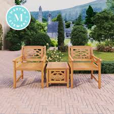 Beautify your backyard space with attractive patio furniture that adds comfort, functionality, and style to any outdoor layout. Martha Stewart Beeches 3 Piece Bistro Set With Natural Wood Look Finish Walmart Com Walmart Com