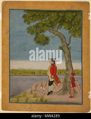 English: The pictures made by Indian artists for the British in India are called Company paintings. This one shows a military officer of the East India Company. The Indian artist has