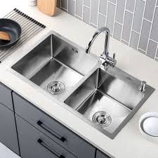 Evier inox are very essential for every type of kitchen and can be used for countless numbers of purposes starting from cleaning utensils to washing foods and much more. Auralum Evier 2 Bacs Evier Cuisine Sous Plan Evier A Encastrer En Inox 78 43 22cm Brosse Xbs8888 73