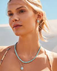 Piper Silver Pendant Necklace in Variegated Turquoise Magnesite