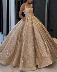 Get the best deals on ball gown wedding dresses with bling and save up to 70% off at poshmark now! Luxury Wedding Dresses Satin Ballgowns Gold Sequins Beaded Prom Dresses With Pockets Ball Gowns Prom Quinceanera Dresses Gold