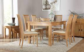 Rustic Oak Dining Table With 6 Newark Chairs Ivory Seat Pads Only 649 99 Furniture Choice Oak Dining Sets Rustic Oak Dining Table Oak Dining Table