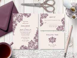 Diy Wedding Invitation Set Vintage Lace Mauve Color Printable Wedding Invitations Printable Templates Wedding Invitations Diy Printable Wedding Invitations