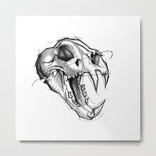 Tiger Skull Handmade Drawing Made In Pencil Charcoal And Ink Tattoo Sketch Tattoo Flash Sketch Metal Tiger Skull Animal Skull Drawing Animal Skull Tattoos