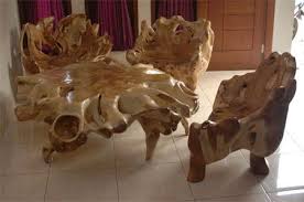 Table And Chairs Made From Teak Artistic Furniture Tree Furniture Unusual Furniture
