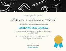 Mathematics Achievement Certificate