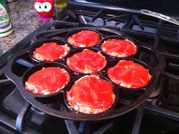 Mini Meatloaf Recipe Made In The Lodge Cast Iron Drop Biscuit Pan Corrie S Notes I Used 1 5 Lbs Lamb M Recipes Campfire Dessert Recipes Camp Cooking Recipes