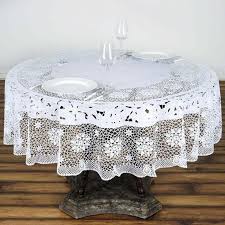 Sold and shipped by the lakeside collection. 70 White 10 Mil Thick Lace Vinyl Waterproof Tablecloth Pvc Round Disposable Tablecloth Tableclothsfactory