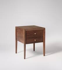Valente Bedside Table Deco Style In Dark Mango Wood Swoon