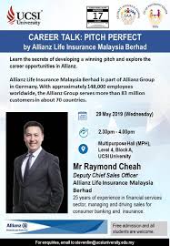 Apply to insurance recruitment jobs now hiring on indeed.co.uk, the world's largest job site. Career Talk Pitch Perfect By Allianz Life Insurance Malaysia Berhad Ucsi Student Ambassador Award Programme