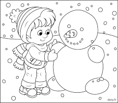 un enfant et bonhomme de neige coloriage gratuit super mario