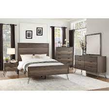 Painted grey hardware provides a distinct contrast to the fabrics finish. Modern Industrial Gray 4 Piece King Bedroom Set Urbanite Rc Willey