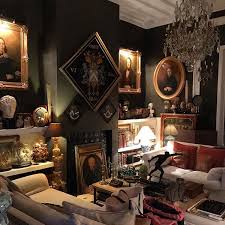 Just At Home After A Business Diner With Clients Time To Relax And To Go Dark Green Living Room Dark Interiors English Country Decor