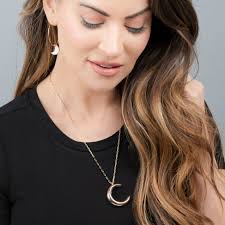 Halloween Samara Black Crystal Moon Pendant Necklace