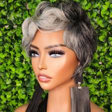 Buy Wig Ombre Hair Wig Short Wig Pixie Cut Wig With Swoop Bangs Women  Purple Hair Wigs Purple Passion Online in India