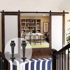 Measure up from the floor the length of the door plus an inch and a quarter. Lwzh Track Roller Design Sliding Barn Door Track System Door Hardware Wood Barn Hanging Wheel Sliding Track For Double Door June 2021