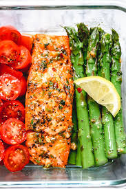 Preheat the oven to 450 degrees f (230 degrees c). Meal Prep Garlic Butter Salmon With Asparagus Recipe Meal Prep Salmon Recipe Eatwell101