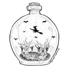 Inktober Day 27 Halloween In A Bottle Art Painting Love Drawing Sketch Me Cute Idk Beauti Bottle Drawing Frog Art Halloween Drawings