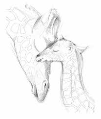 Drawing animal mom and baby. Baby Giraffe Sketch At Paintingvalley Com Explore Collection Of Baby Giraffe Sketch Mom Drawing Animal Drawings Mother And Daughter Drawing