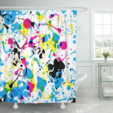 Colorful shower curtains the most festive shower curtains collection, the designs in this section are characterized by their colors, featuring outstanding mixture of colors. Pknmt Blue Splatter Colorful Ink Color Splats Pattern In Cmyk Colours Red Paint Bathroom Shower Curtains 60x72 Inch Walmart Com Walmart Com