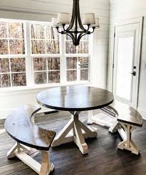 Farmhouse Circle Table Circle Dining Table Farmhouse Dining Room Dining Table With Bench